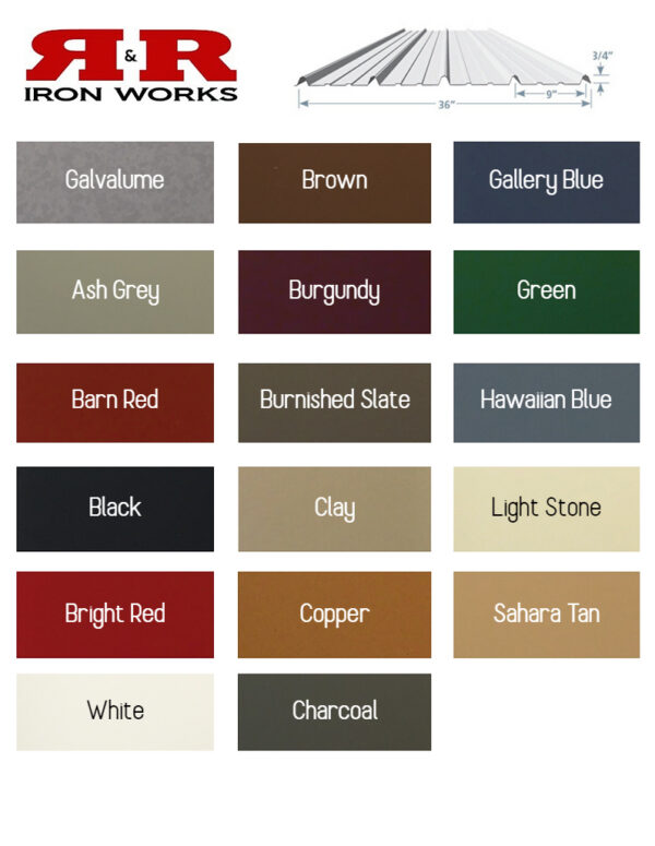 R&R Iron Works | Color Chart